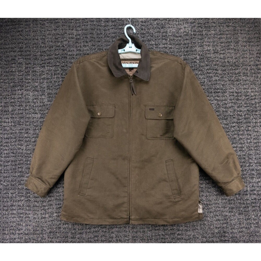 Madison Creek Outfitters Jacket Mens Medium Brown Full Zip Lined Oversized Dad